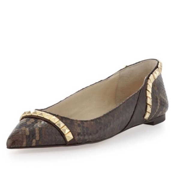 Michael Kors gold studded snakeskin flats - Picture 3 of 3